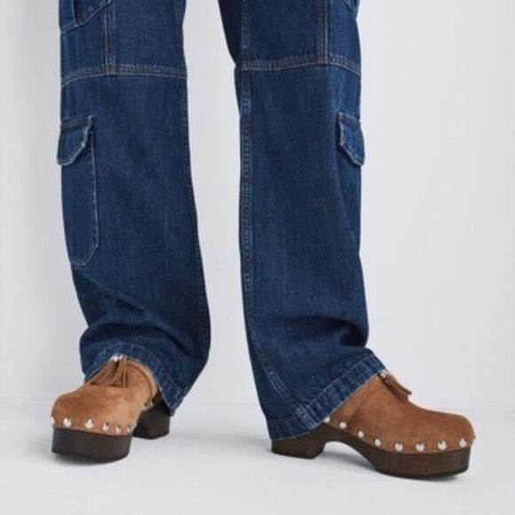 rag & bone Shoes - Rag & Bone Johannes Tan Cow‎ Leather Platform Tassel Clogs Sz 41/US 11